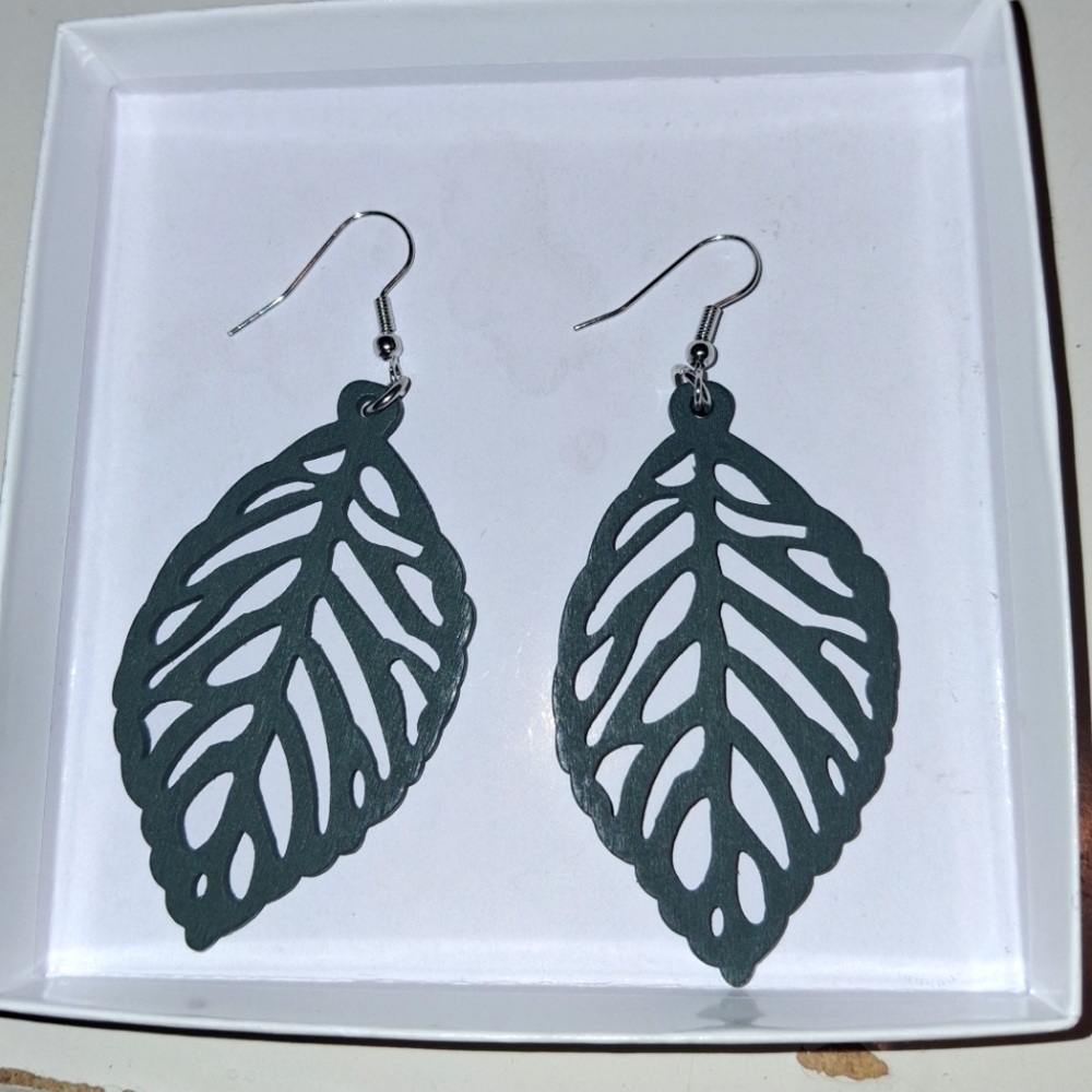 Wooden Leaf Earrings